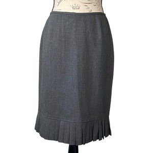 Tahari Pleated Ruffle Hem Skirt Lined Black/Gray Size 6